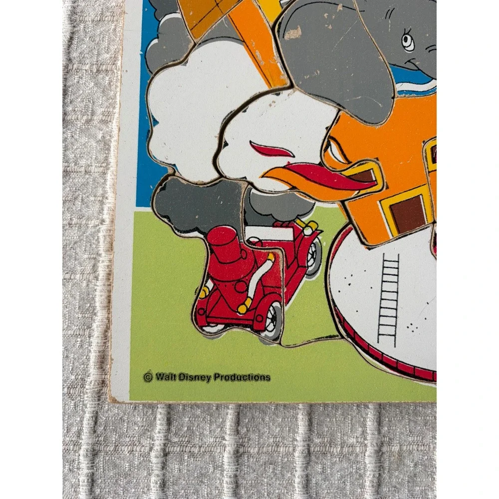 Vintage Playskool Disney Wooden Puzzles Set of 4 Mickey Dumbo Pinocchio Dopey